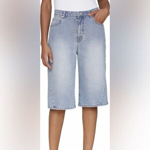 Avec Les Filles Blue Denim Bermuda Shorts